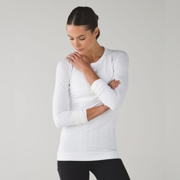 Lululemon Rest Less Cable Knit Print Pullover Long Sleeve Heathered White - Picture 1 of 9